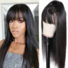 Straight With Bangs Minimalist Undetectable Lace Wig Human Hair| Put On And Go Glueless